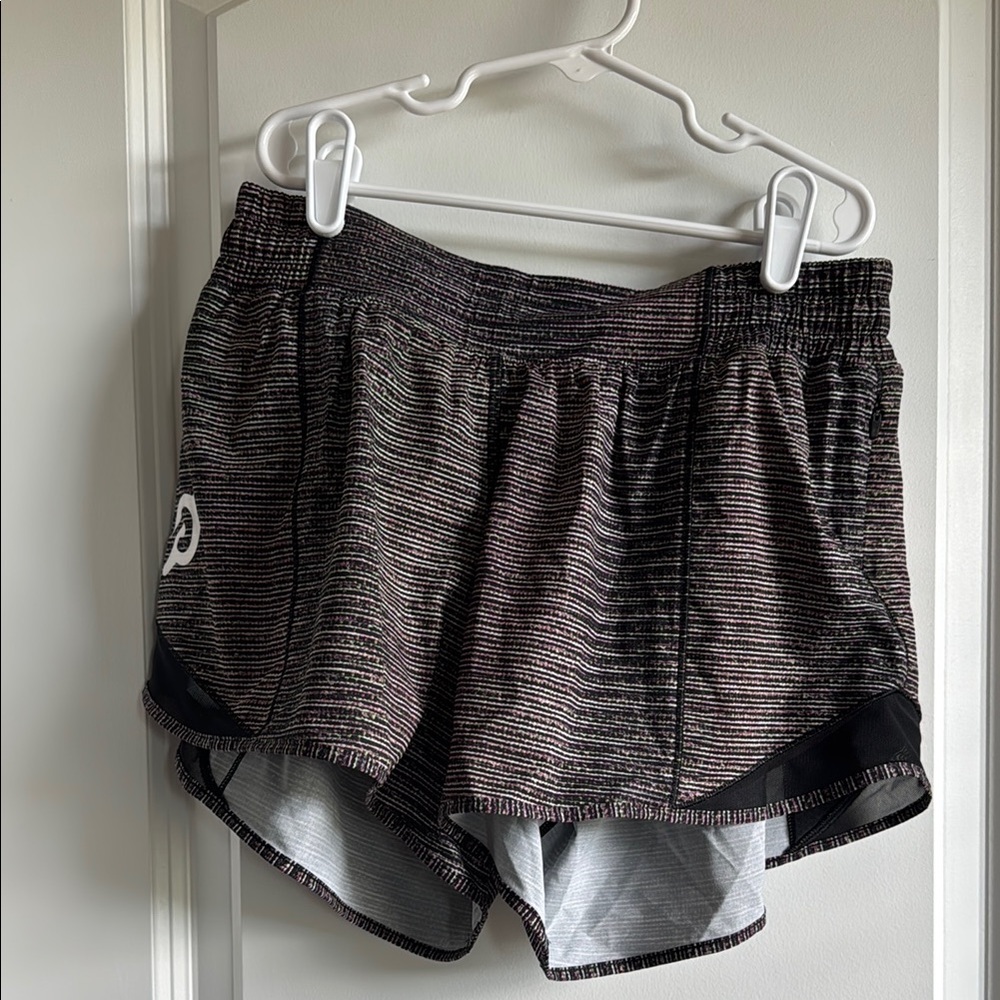 lululemon athletica peloton Striped Black and Gray Athletic Shorts